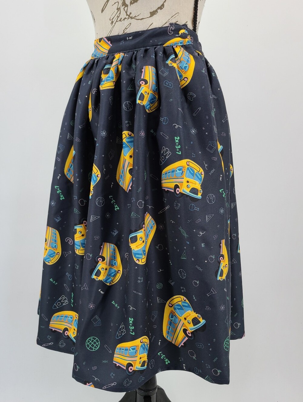 Unique Vintage Magic School Bus A Line Midi Skirt Size XS